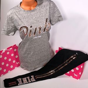 NWT pink bling outfit sz xs/s